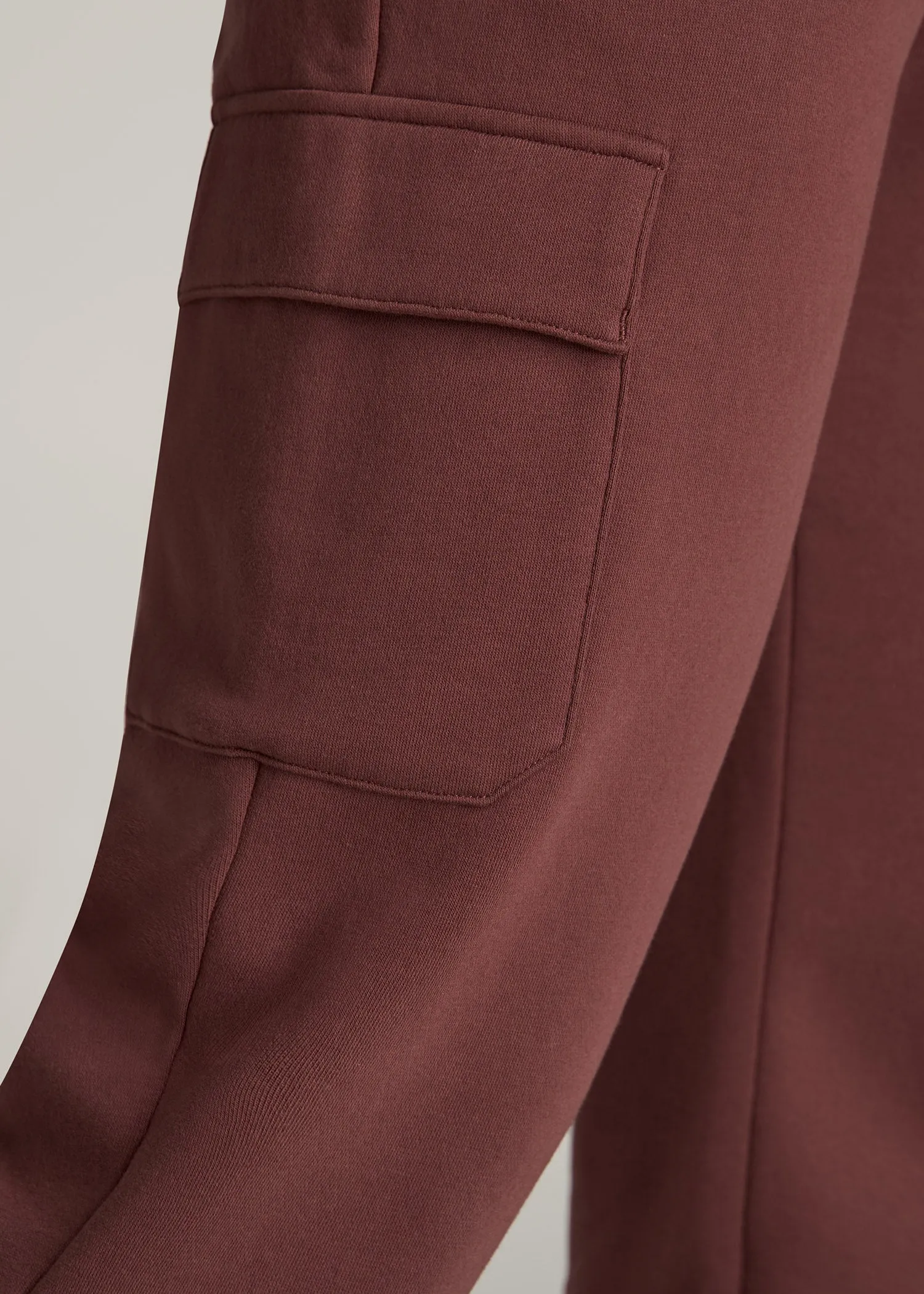 Wearever Fleece Cargo Jogger For Tall Men in Cherry Brown sold by American Tall product image thumbnail 2