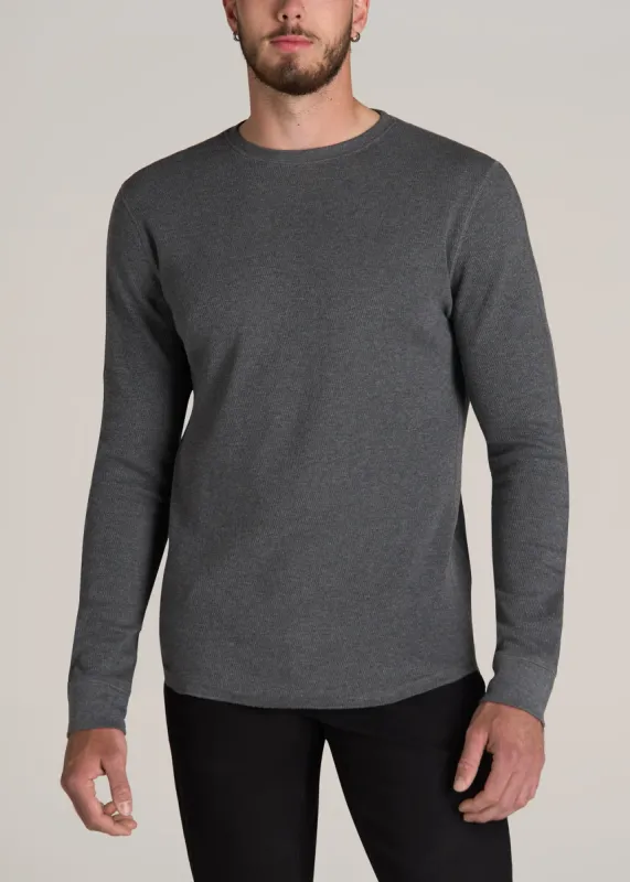 Double Honeycomb Thermal Crewneck  for Tall Men in Charcoal Mix sold by American Tall