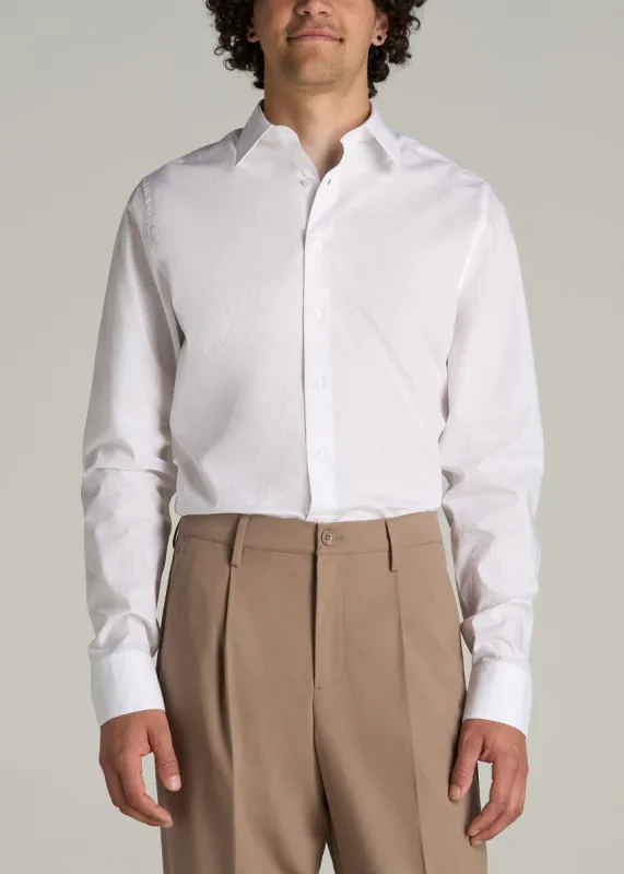 Premium Dress Shirt for Tall Men in White Dobby sold by American Tall