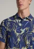 Coastal Perforated Tall Men's Polo Shirt in Twilight Blue Palms sold by American Tall