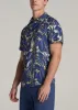 Coastal Perforated Tall Men's Polo Shirt in Twilight Blue Palms sold by American Tall