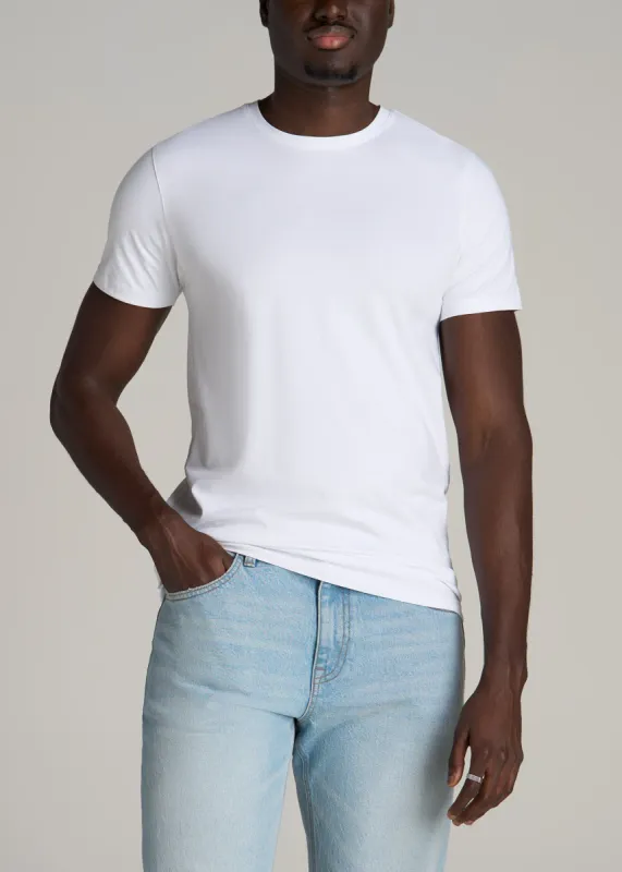 The Essential MODERN-FIT Crewneck Tee for Tall Men in White sold by American Tall