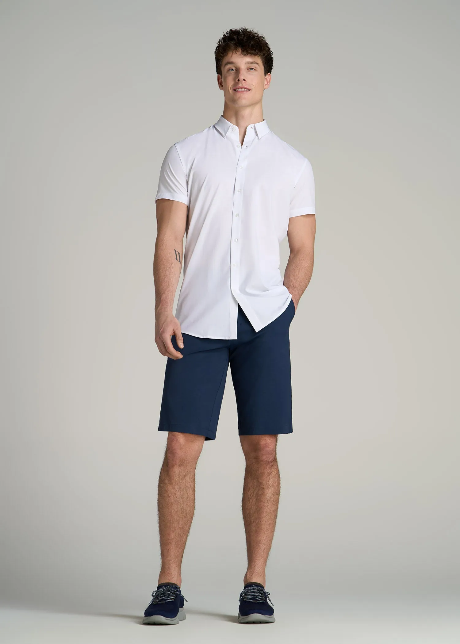 Short Sleeve Traveler Stretch Button Shirt for Tall Men in Bright White sold by American Tall product image thumbnail 4