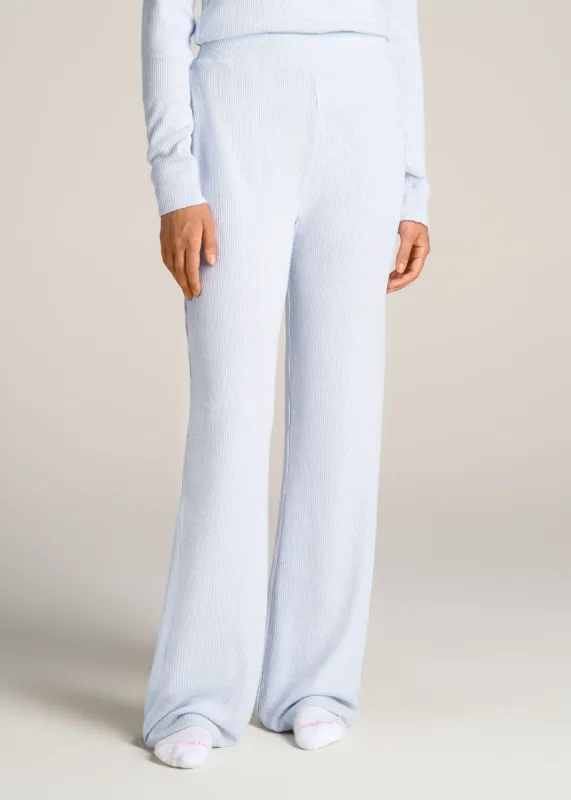 Women's Ribbed Flare Lounge Pants for Tall Women in Bluebird Mix made by American Tall