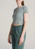 Cropped Waffle Tee for Tall Women in Seaglass Floral sold by American Tall