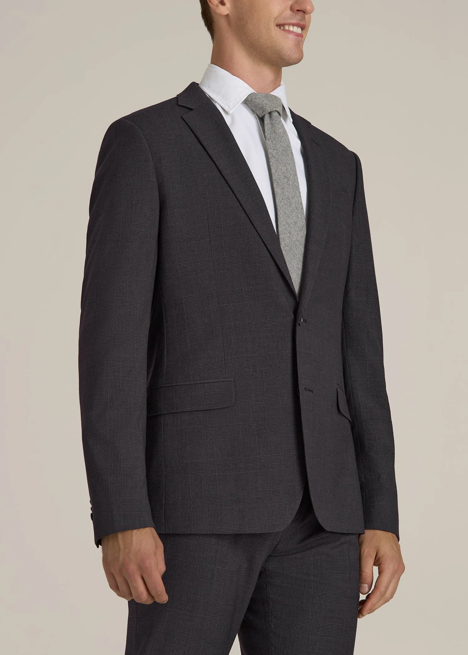 Suit Jacket for Tall Men in Charcoal Plaid sold by American Tall product image thumbnail 3