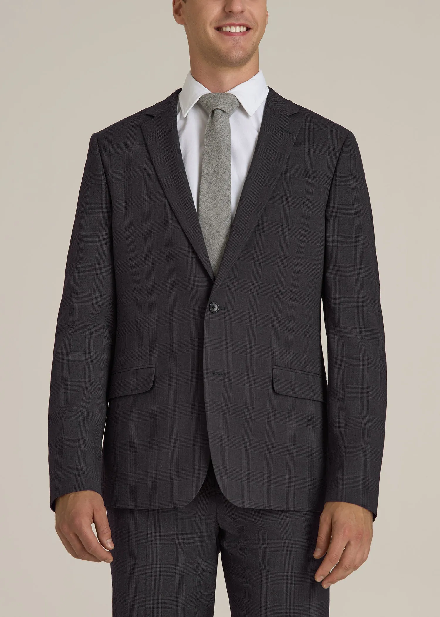 Suit Jacket for Tall Men in Charcoal Plaid sold by American Tall