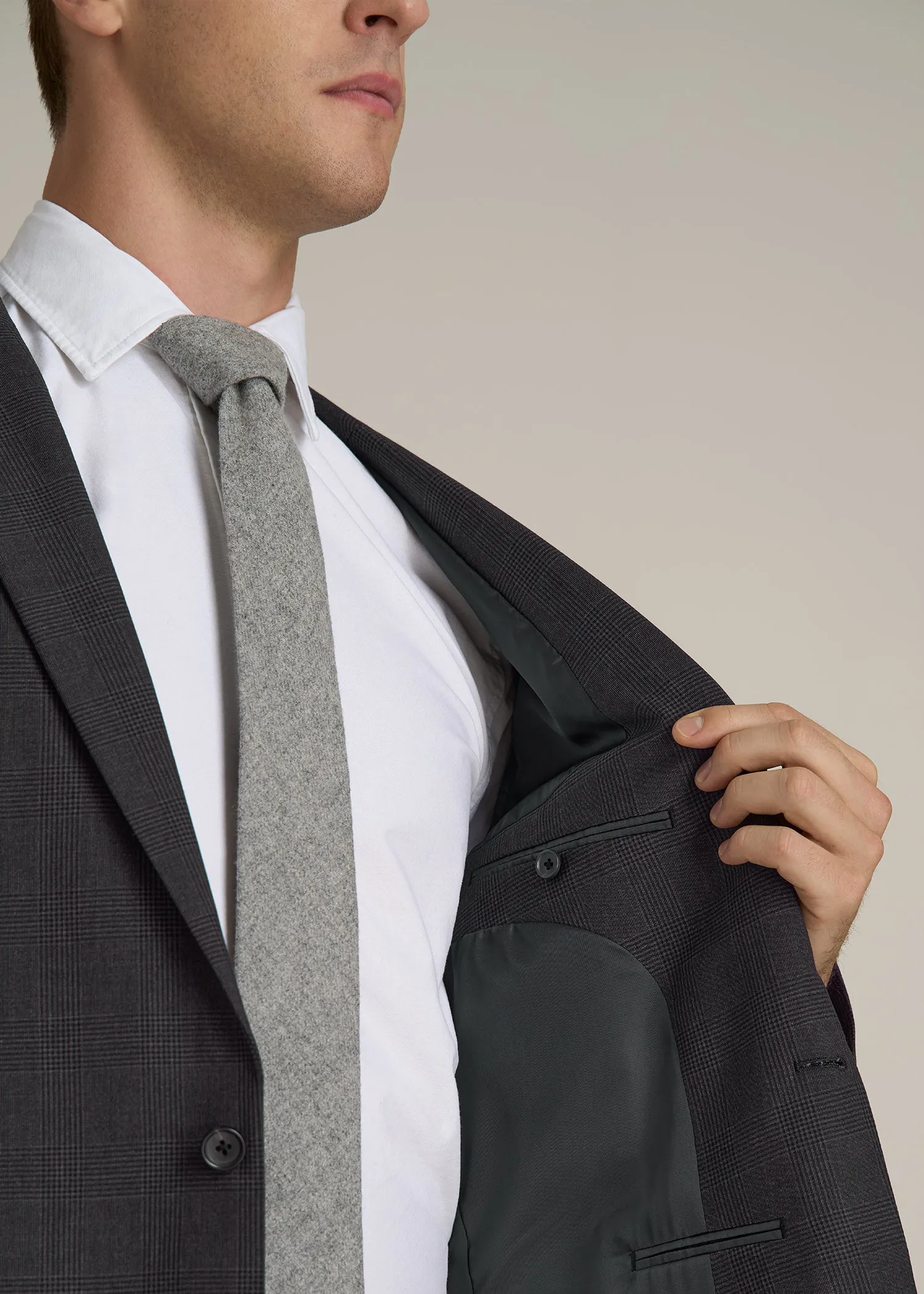 Suit Jacket for Tall Men in Charcoal Plaid sold by American Tall product image thumbnail 2