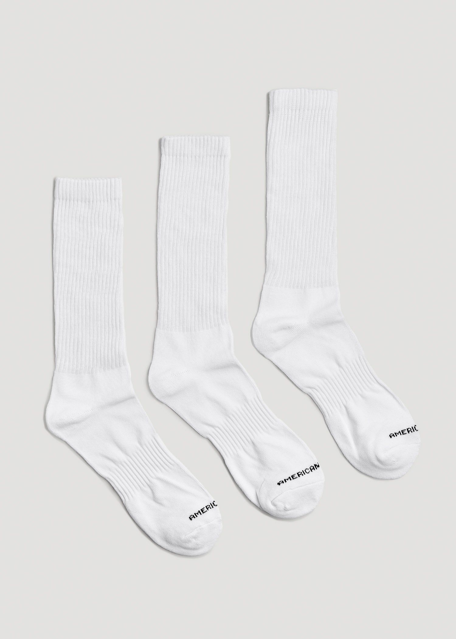 Athletic Crew Socks (X-Large Size: 13-15) for Tall Men in White sold by American Tall product image thumbnail 2