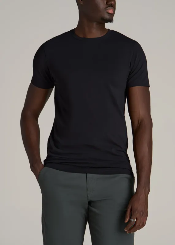 The Essential MODERN-FIT Crewneck Tee for Tall Men in Black sold by American Tall