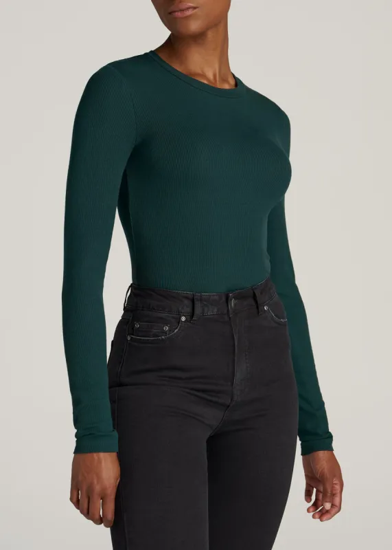 FITTED Ribbed Long Sleeve Tee for Tall Women in Emerald sold by American Tall