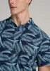 Coastal Perforated Tall Men's Polo Shirt in Navy and Aqua Palms sold by American Tall