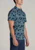 Coastal Perforated Tall Men's Polo Shirt in Navy and Aqua Palms sold by American Tall
