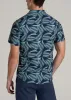 Coastal Perforated Tall Men's Polo Shirt in Navy and Aqua Palms sold by American Tall