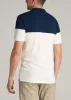 Classic Color-Block Tall Men's Polo Shirt in Marine Navy and Ecru sold by American Tall