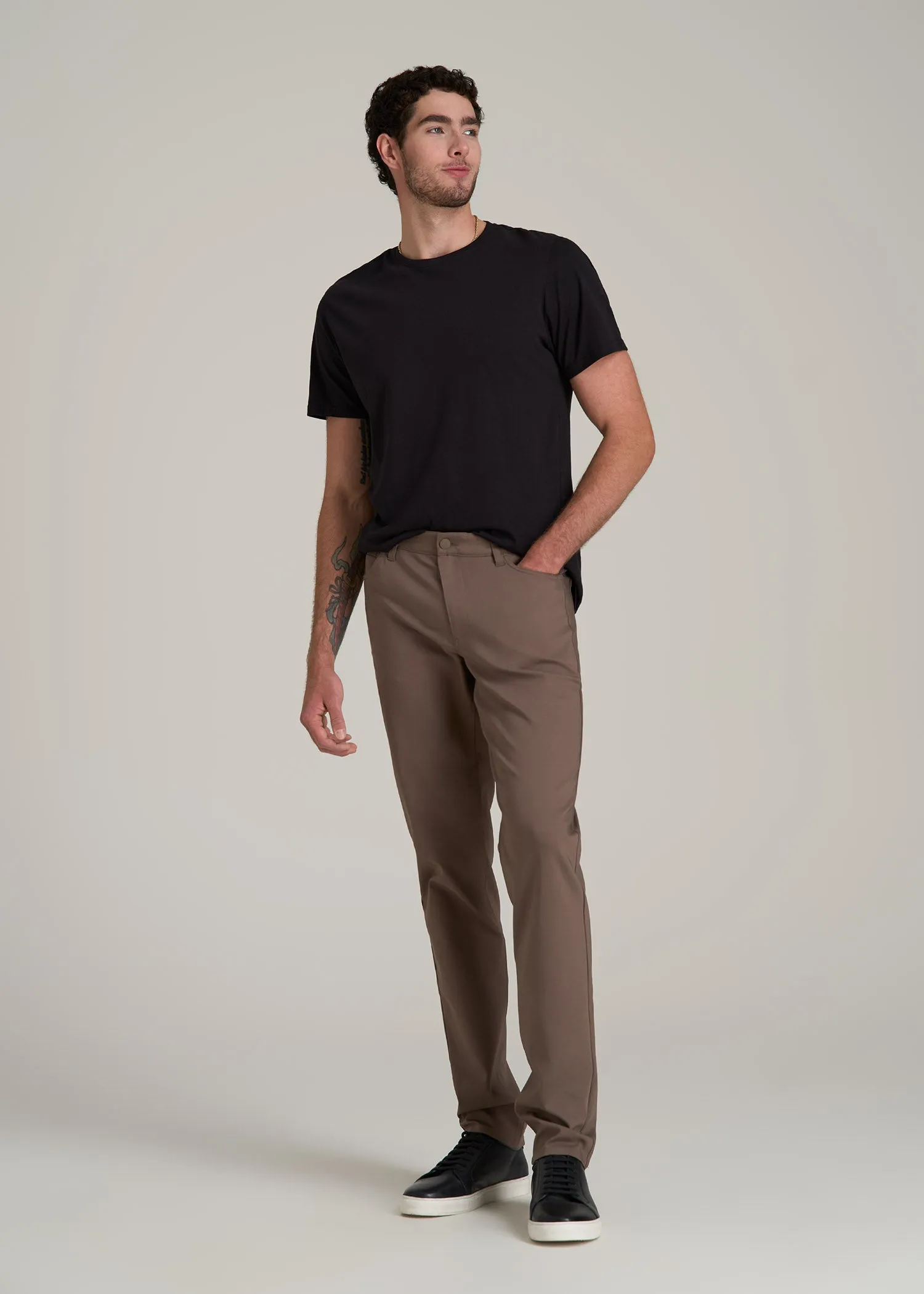 365 Stretch 5-Pocket TAPERED Pants for Tall Men in Washed Brown sold by American Tall product image thumbnail 4