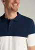 Classic Color-Block Tall Men's Polo Shirt in Marine Navy and Ecru sold by American Tall