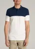 Classic Color-Block Tall Men's Polo Shirt in Marine Navy and Ecru sold by American Tall