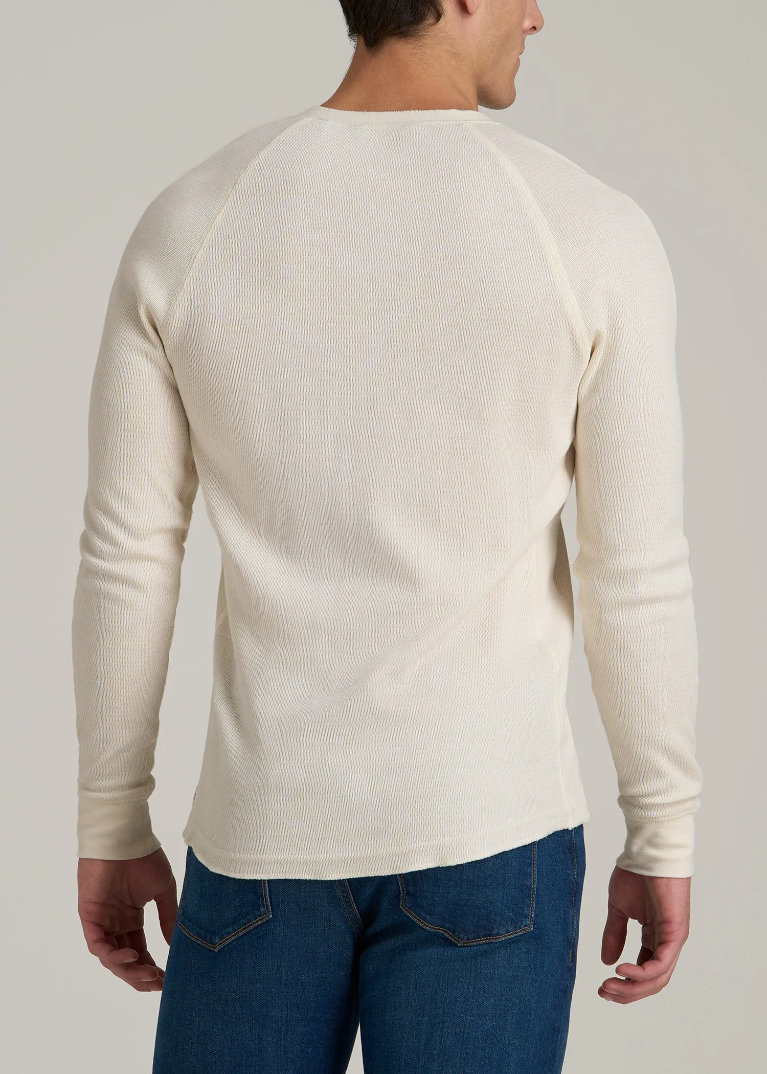 Double Honeycomb Thermal Long-Sleeve Henley Shirt for Tall Men in White Alyssum sold by American Tall product image thumbnail 5
