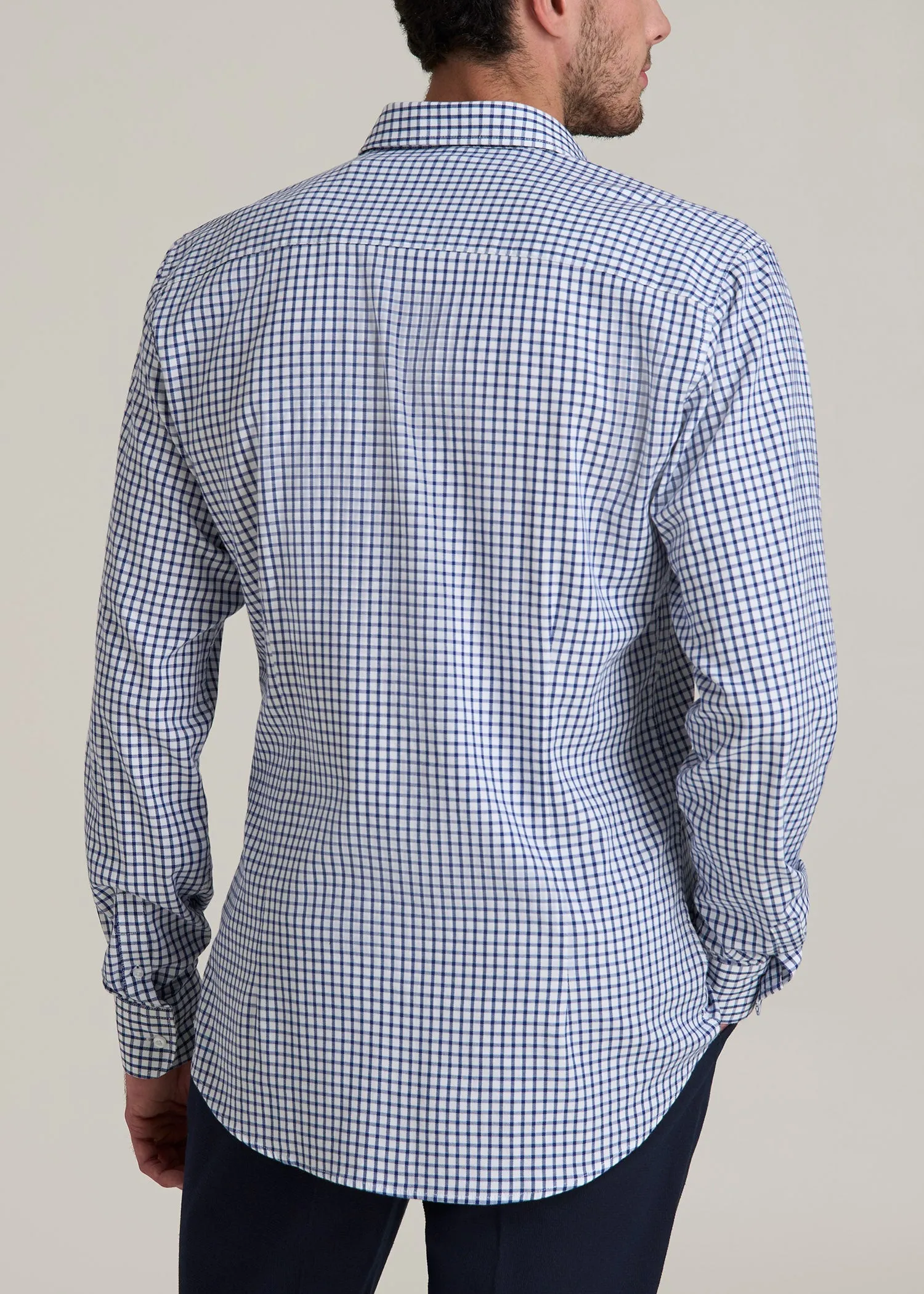 Oskar Button-Up Dress Shirt for Tall Men in Bright Blue Grid sold by American Tall product image thumbnail 5