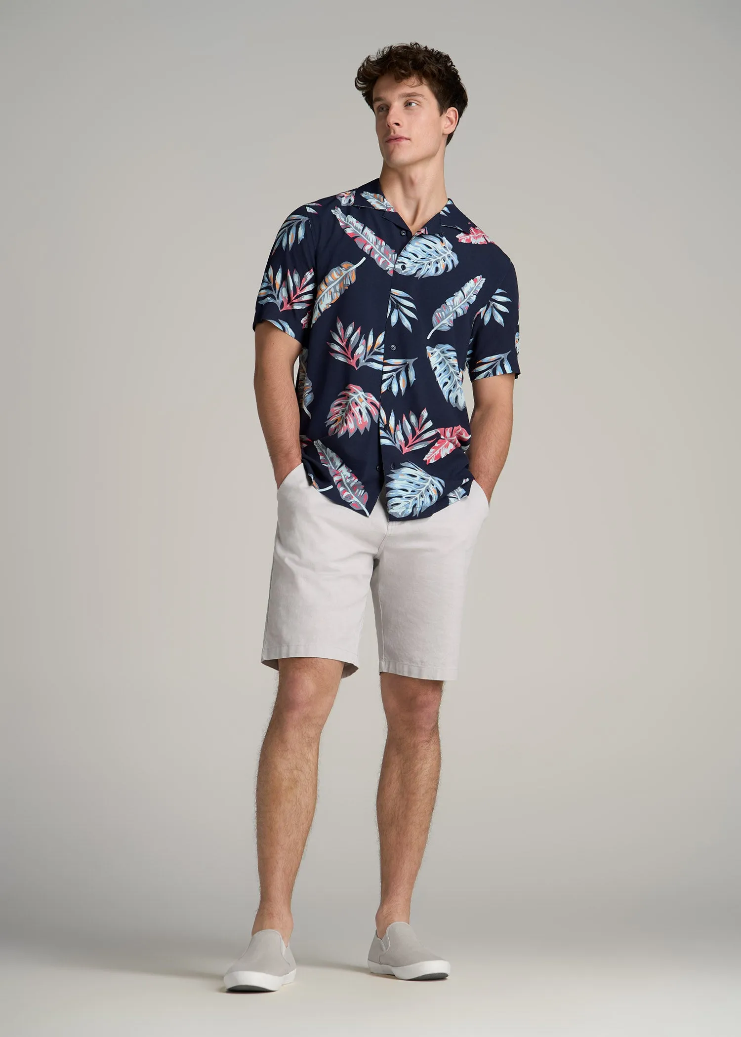 Short Sleeve Resort Shirt for Tall Men in Indigo Floral Print sold by American Tall product image thumbnail 4