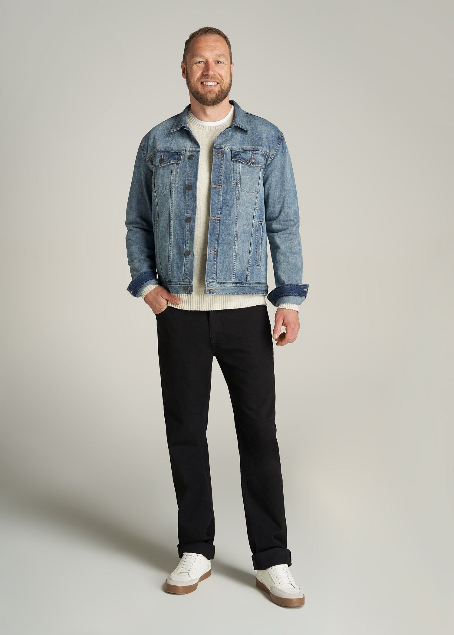 LJ&S Denim Jacket for Tall Men in Medium Blue sold by American Tall product image thumbnail 4