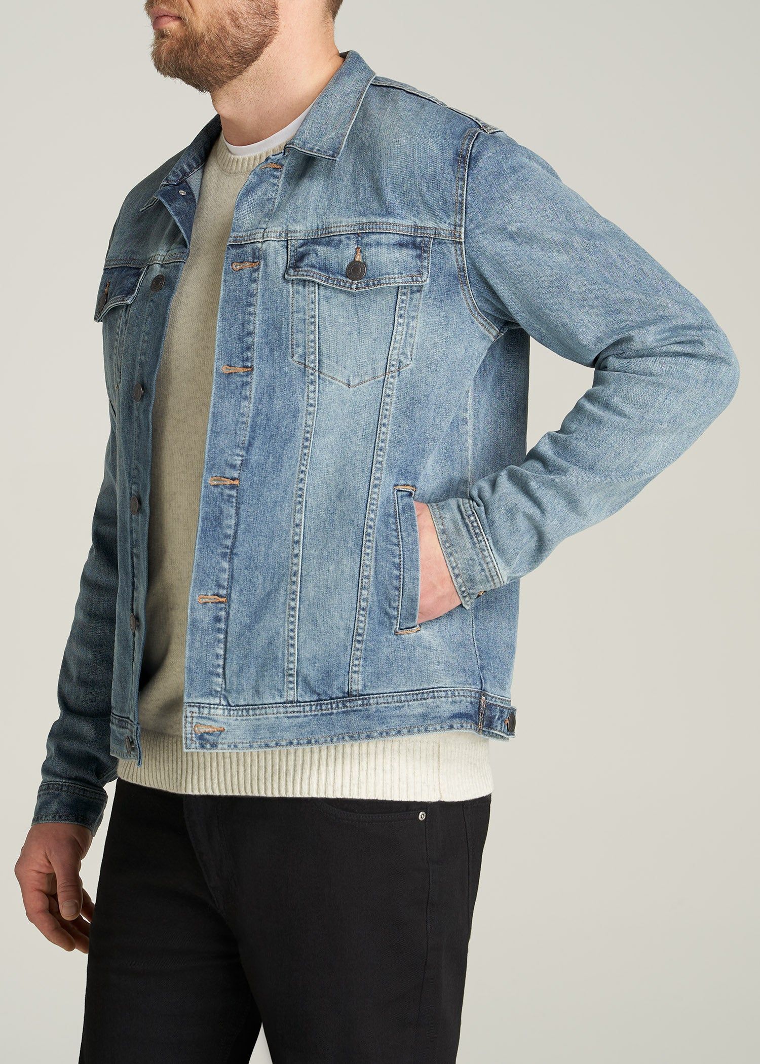 LJ&S Denim Jacket for Tall Men in Medium Blue sold by American Tall product image thumbnail 3