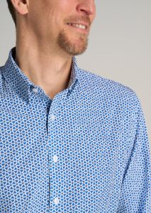 Traveler Stretch Dress Shirt for Tall Men in Blue Mini Floral sold by American Tall