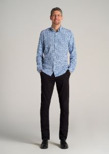 Traveler Stretch Dress Shirt for Tall Men in Blue Mini Floral sold by American Tall