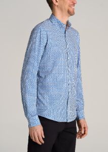 Traveler Stretch Dress Shirt for Tall Men in Blue Mini Floral sold by American Tall
