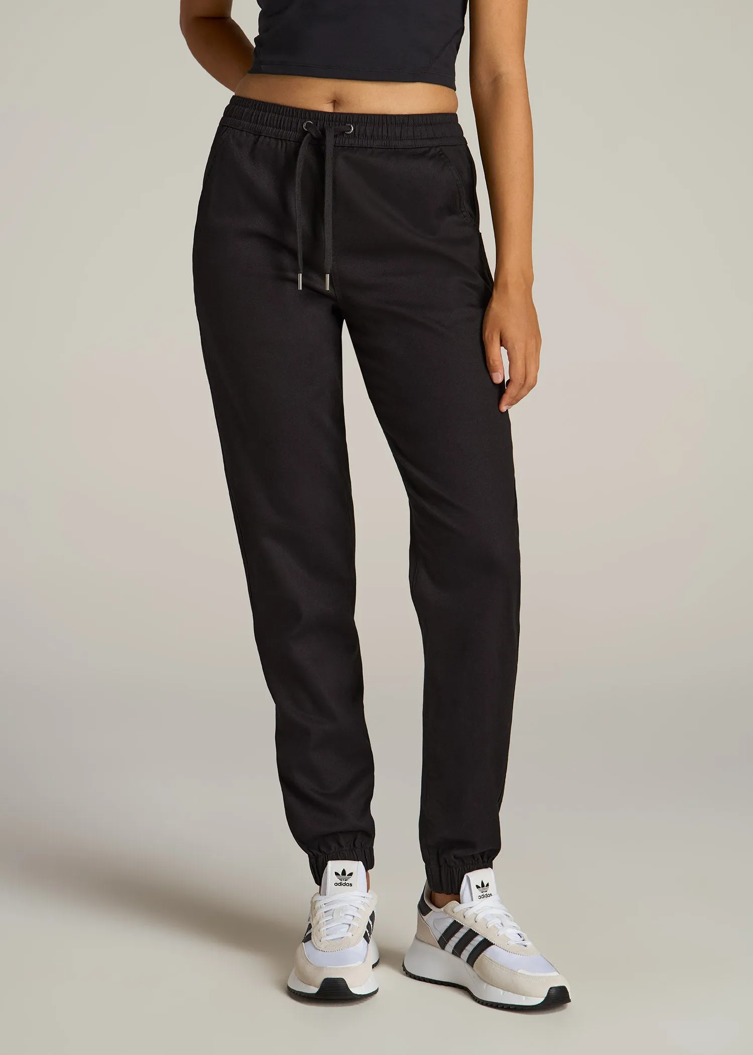 Twill Jogger Pants for Tall Women in Black sold by American Tall