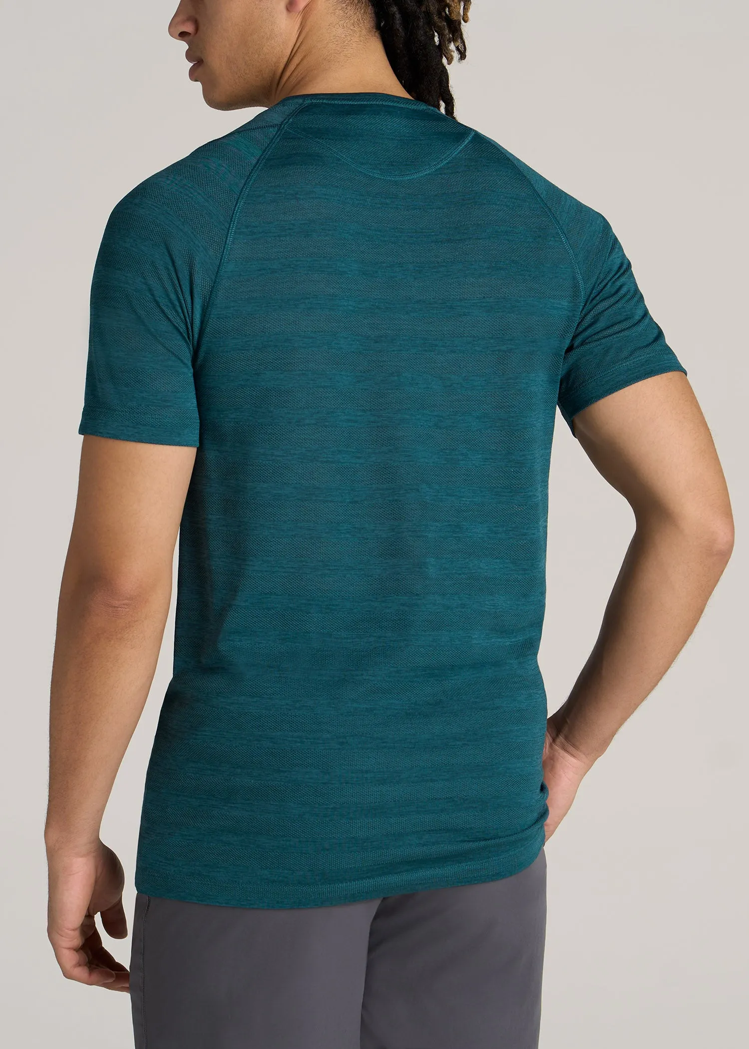 A.T. Performance MODERN-FIT Crewneck Raglan Short Sleeve T-Shirt for Tall Men in Teal Heather sold by American Tall product image thumbnail 5