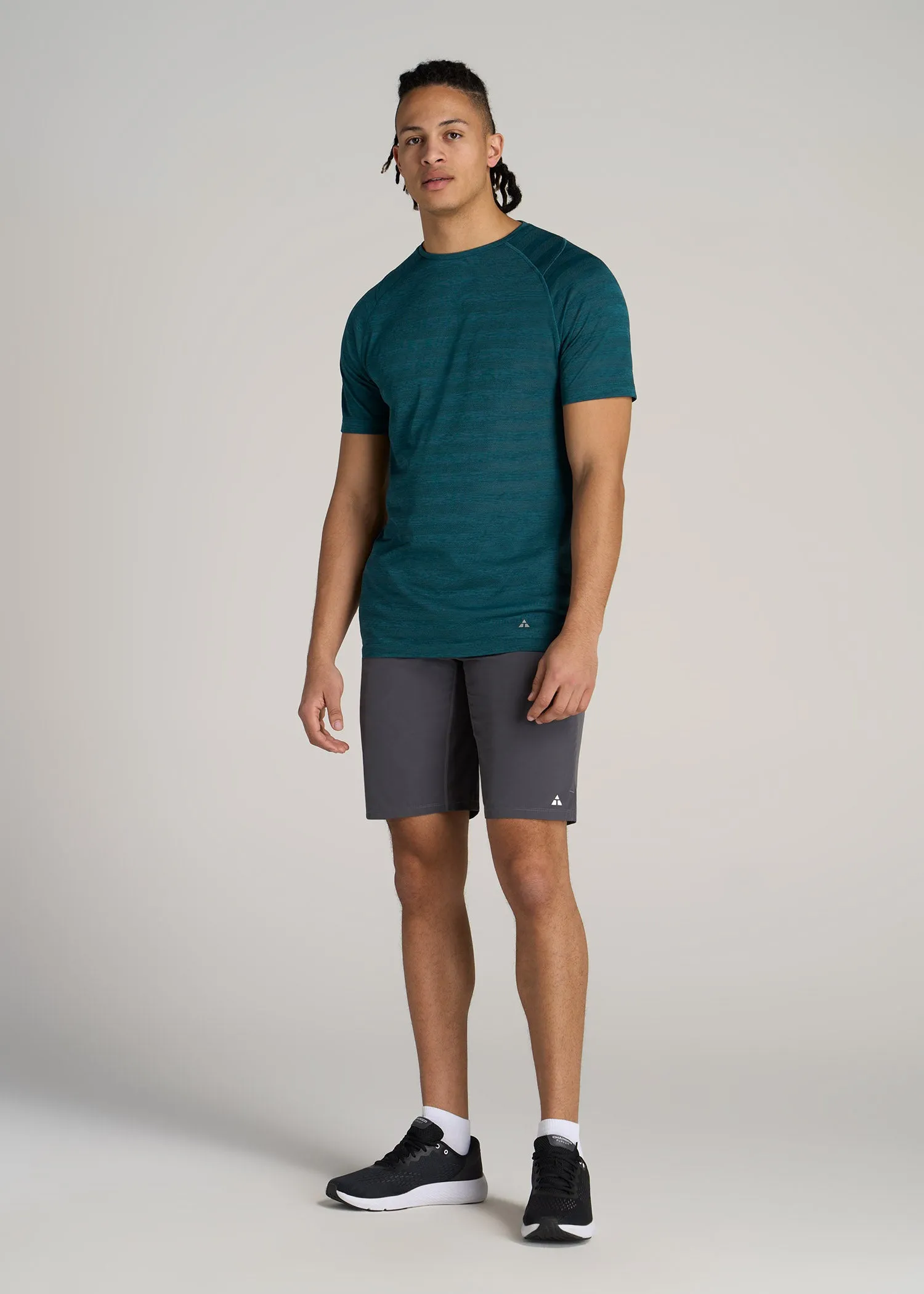A.T. Performance MODERN-FIT Crewneck Raglan Short Sleeve T-Shirt for Tall Men in Teal Heather sold by American Tall product image thumbnail 4