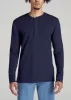 Men's Tall Three Button Long Sleeve Slub Henley in Navy sold by American Tall