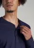 Men's Tall Three Button Long Sleeve Slub Henley in Navy sold by American Tall