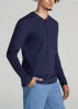 Men's Tall Three Button Long Sleeve Slub Henley in Navy sold by American Tall