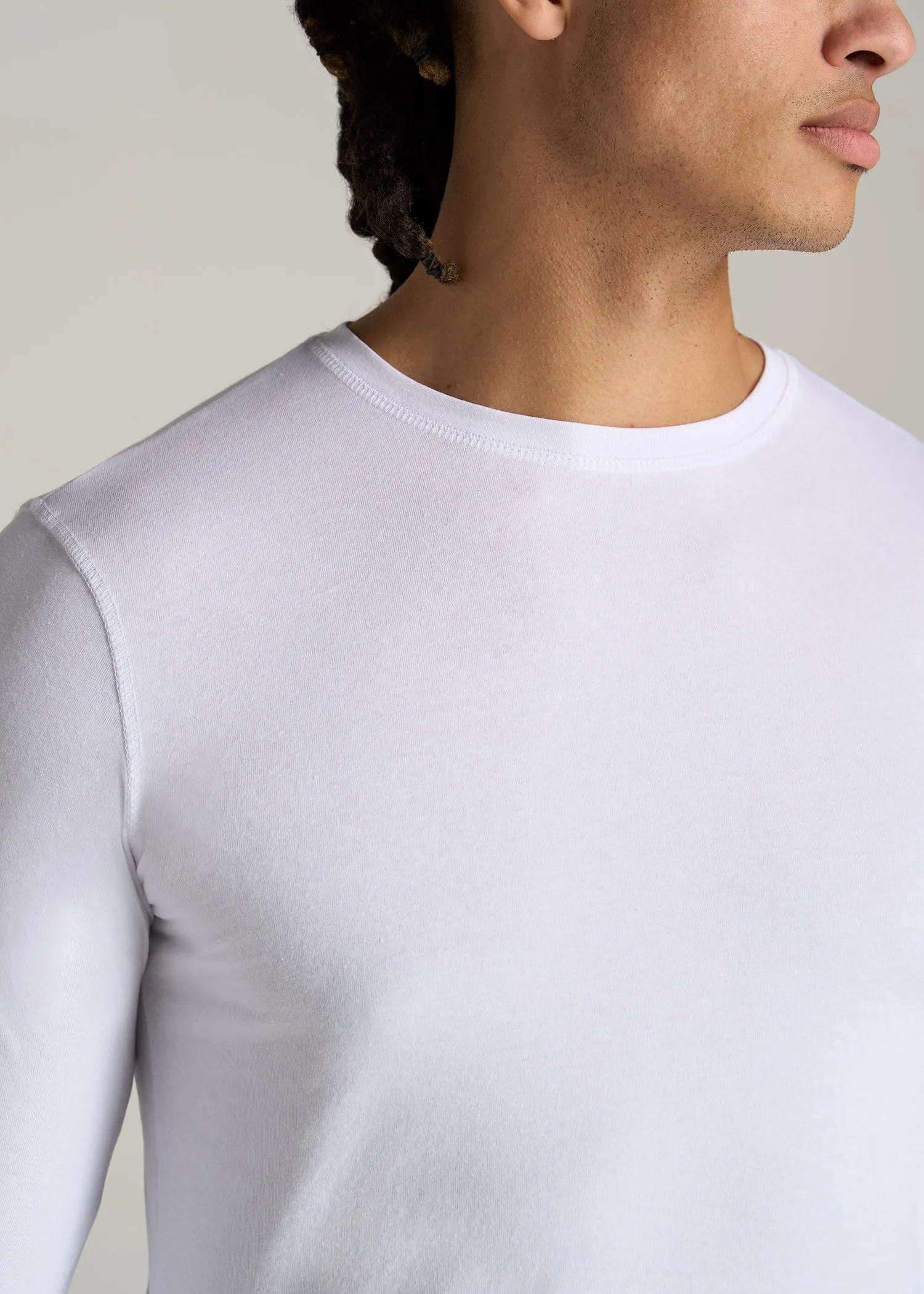 The Essential SLIM-FIT Long Sleeve Tee for Tall Men in White sold by American Tall product image thumbnail 2