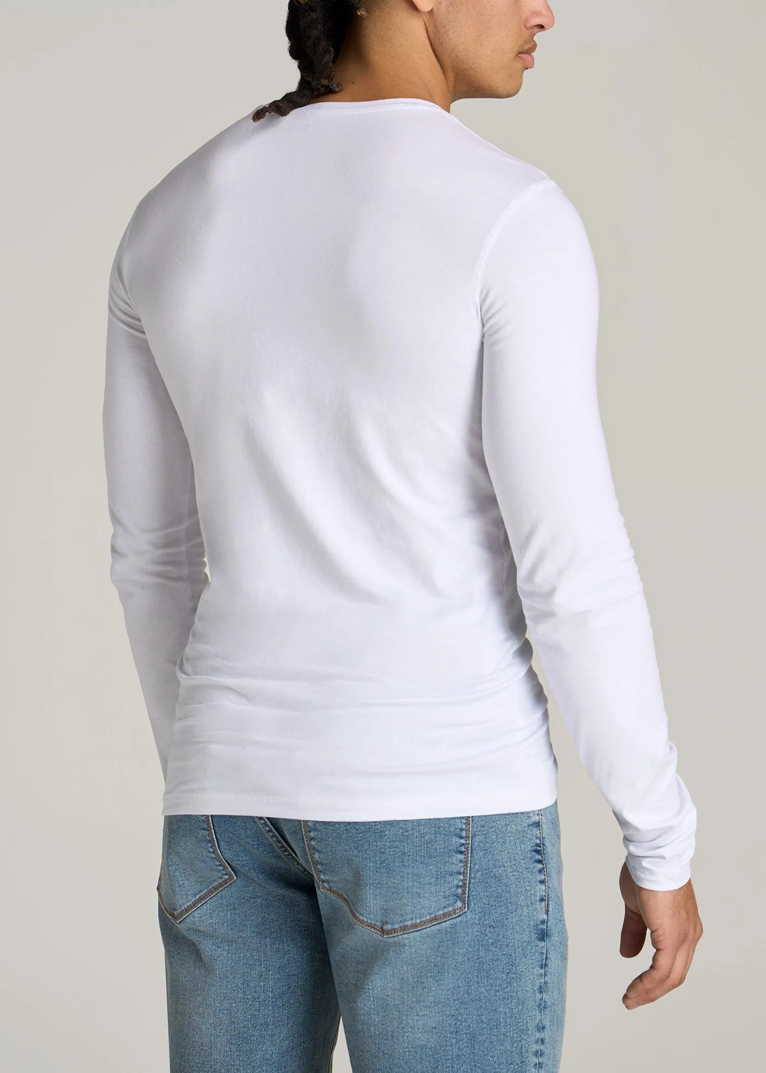The Essential SLIM-FIT Long Sleeve Tee for Tall Men in White sold by American Tall product image thumbnail 5