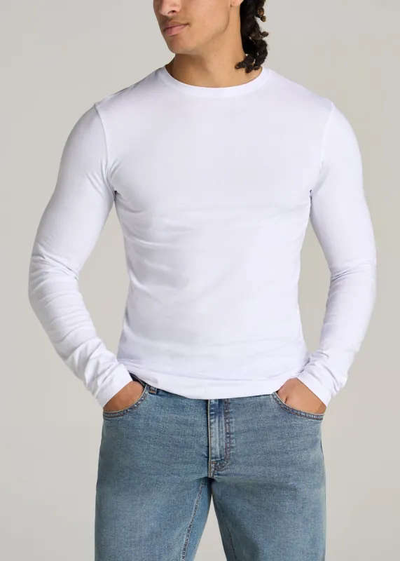 The Essential SLIM-FIT Long Sleeve Tee for Tall Men in White sold by American Tall