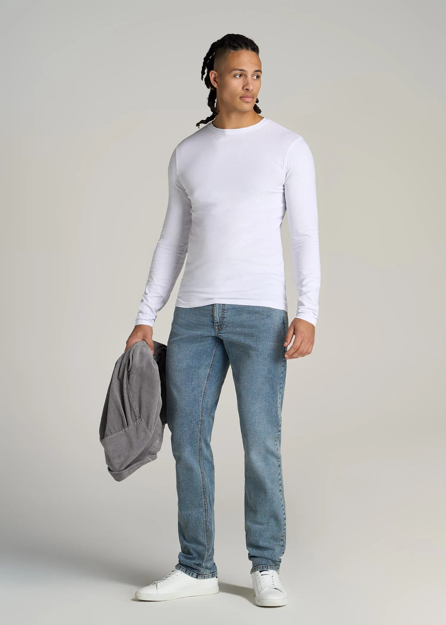 The Essential SLIM-FIT Long Sleeve Tee for Tall Men in White sold by American Tall product image thumbnail 4