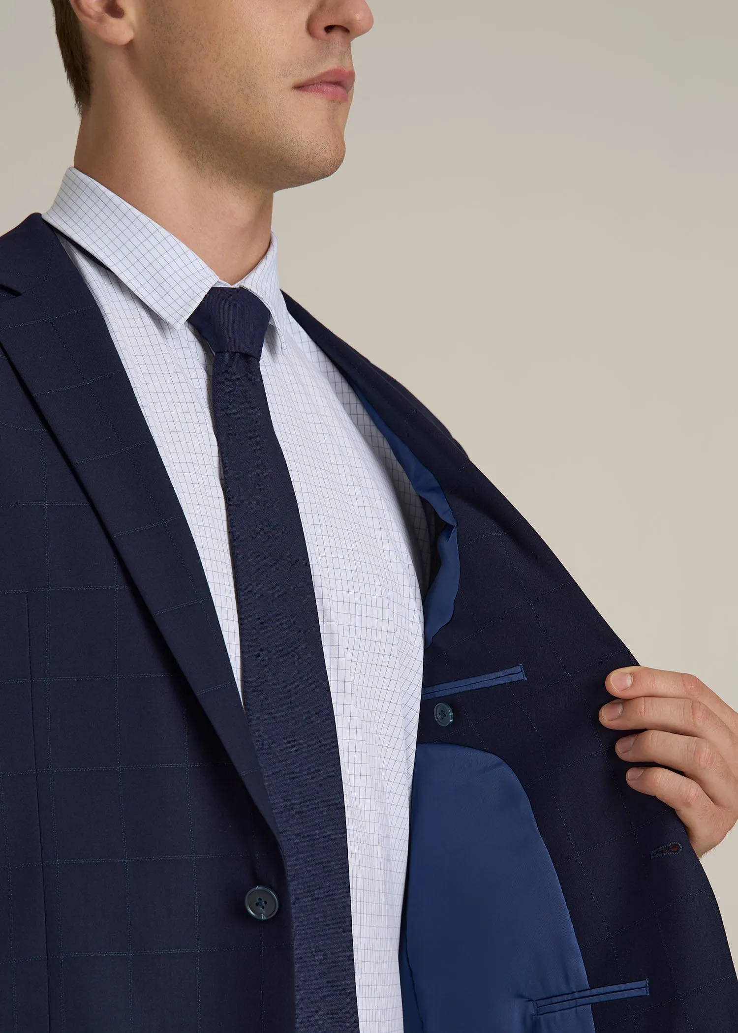 Suit Jacket for Tall Men in Blue Windowpane sold by American Tall product image thumbnail 2