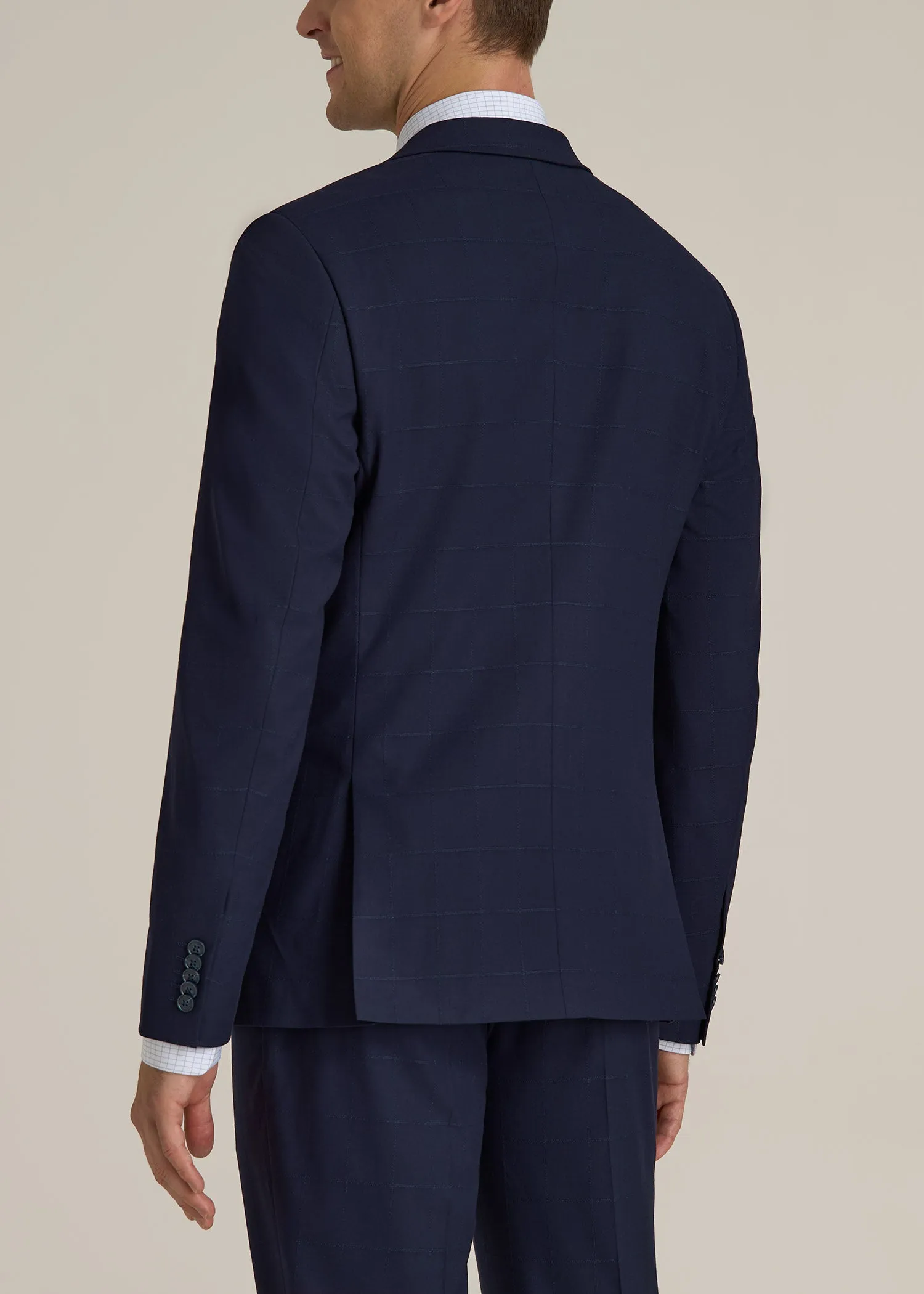Suit Jacket for Tall Men in Blue Windowpane sold by American Tall product image thumbnail 5