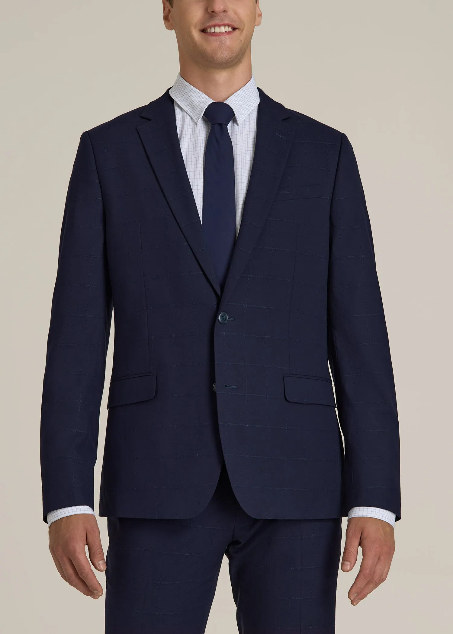 Suit Jacket for Tall Men in Blue Windowpane sold by American Tall