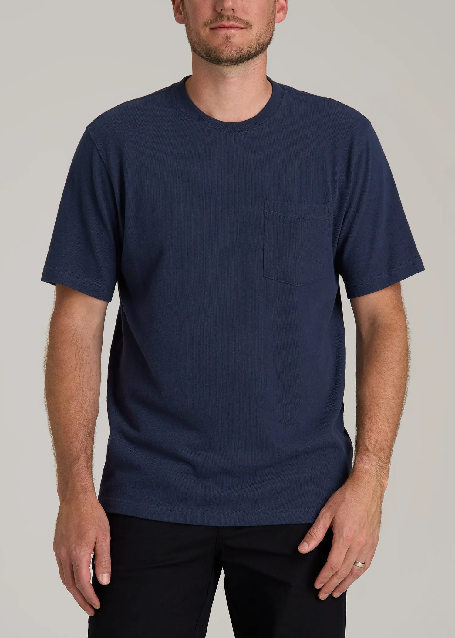 LJ&S Workwear Pocket T-Shirt for Tall Men in Midnight Navy sold by American Tall