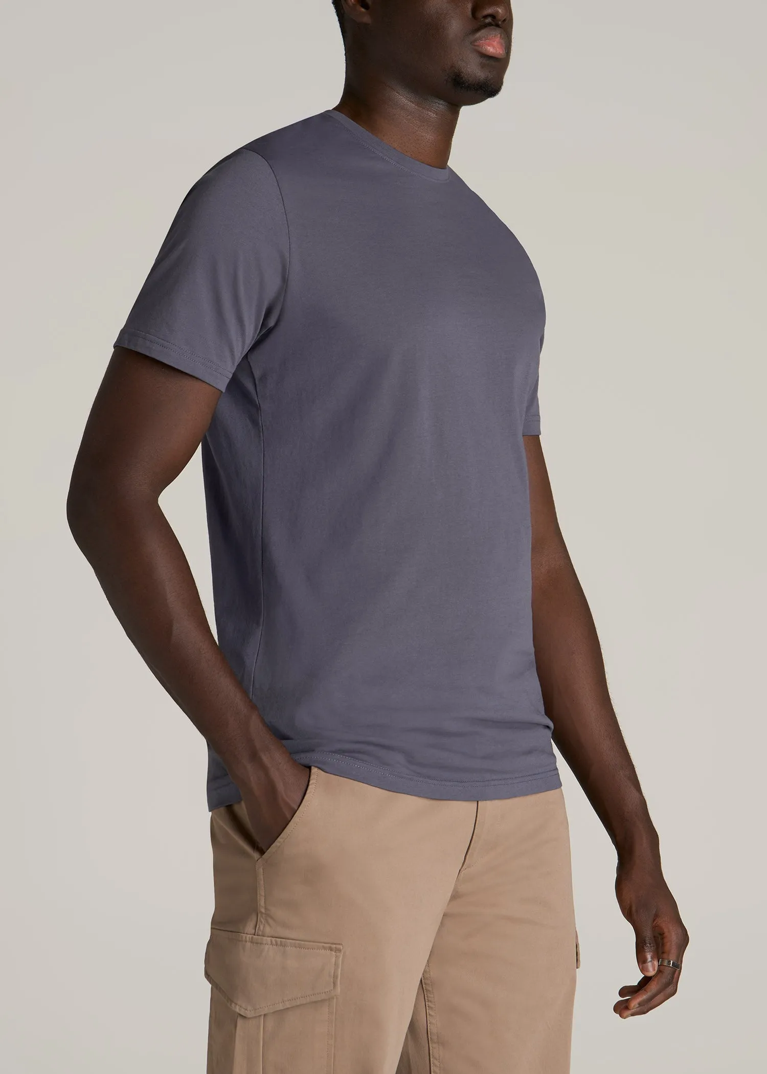 The Everyday Regular Fit Crewneck T-Shirt for Tall Men in Grey Blue sold by American Tall product image thumbnail 3