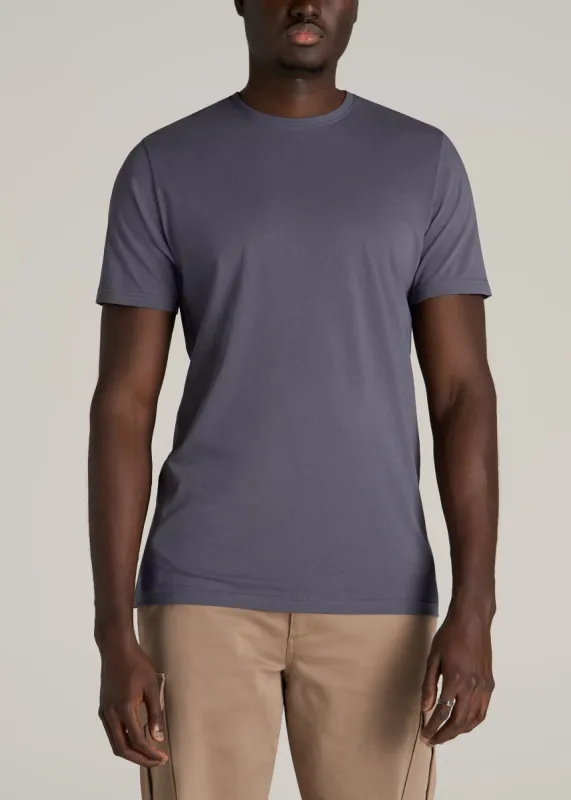 The Everyday Regular Fit Crewneck T-Shirt for Tall Men in Grey Blue sold by American Tall