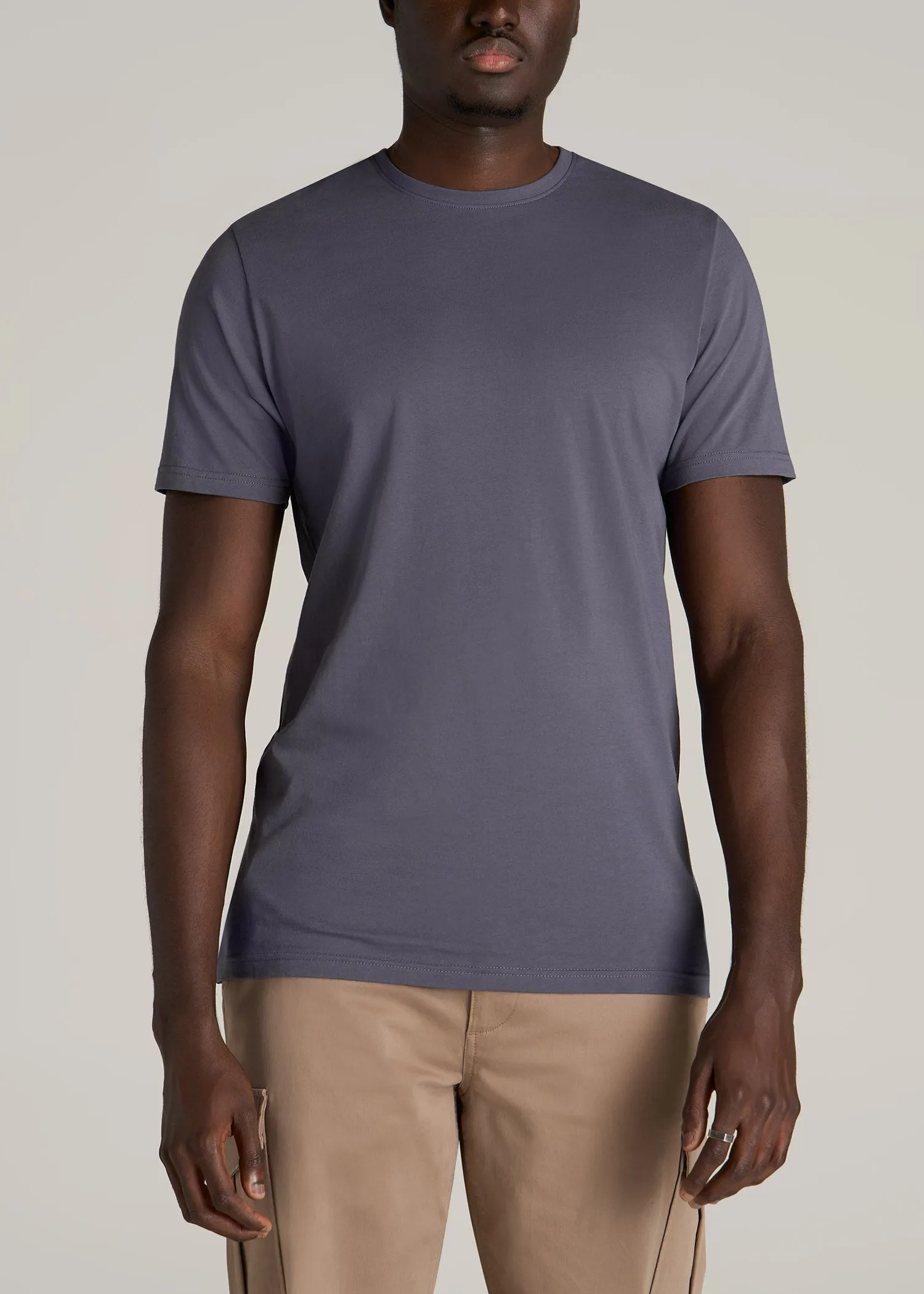 The Everyday Regular Fit Crewneck T-Shirt for Tall Men in Grey Blue sold by American Tall