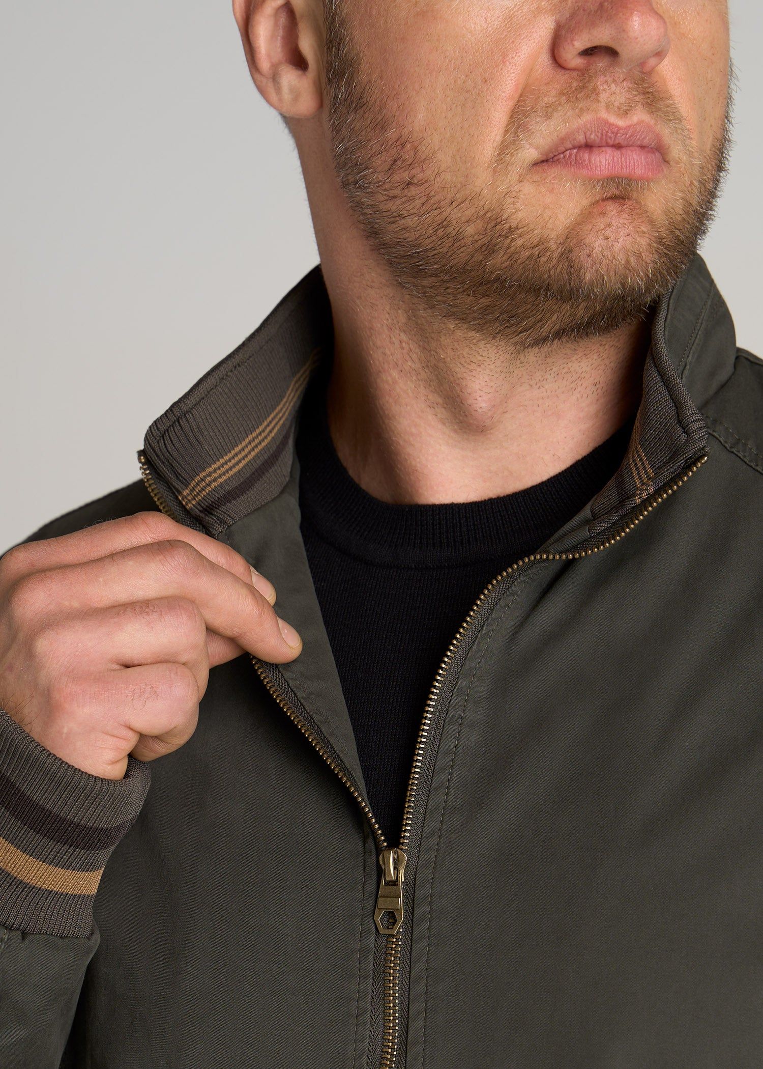 LJ&S Cotton Bomber Jackets for Tall Men in Olive Green sold by American Tall product image thumbnail 2