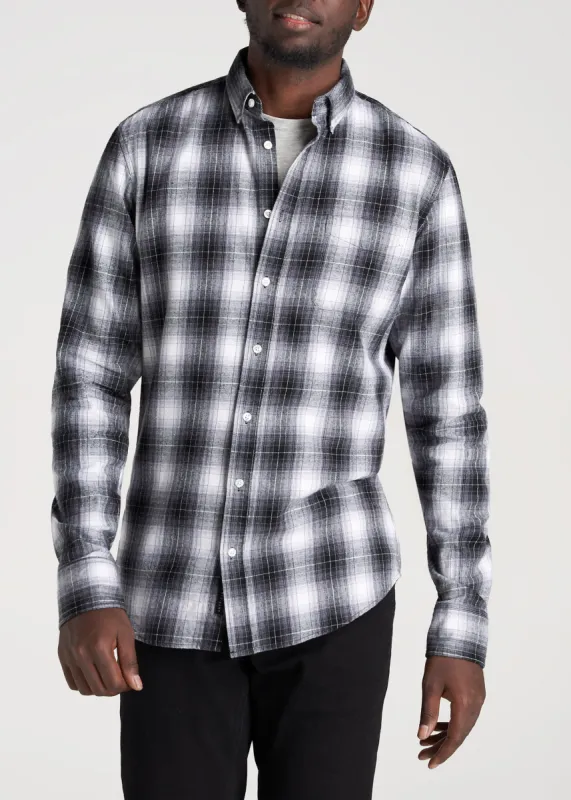 Men's Tall Nelson Button-Up Shirt in White & Blue Plaid sold by American Tall
