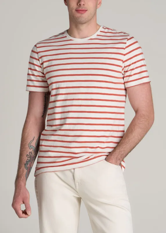 REGULAR-FIT Striped Tee for Tall Men in Burnt Orange and White Stripe sold by American Tall